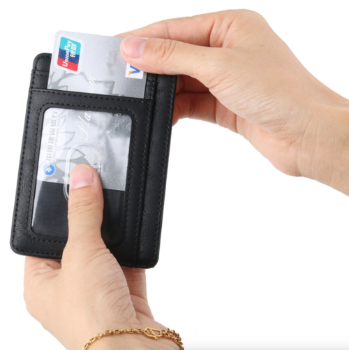 Mens Leather Slim Wallet Credit Card Holder RFID Blocking Pocket ID